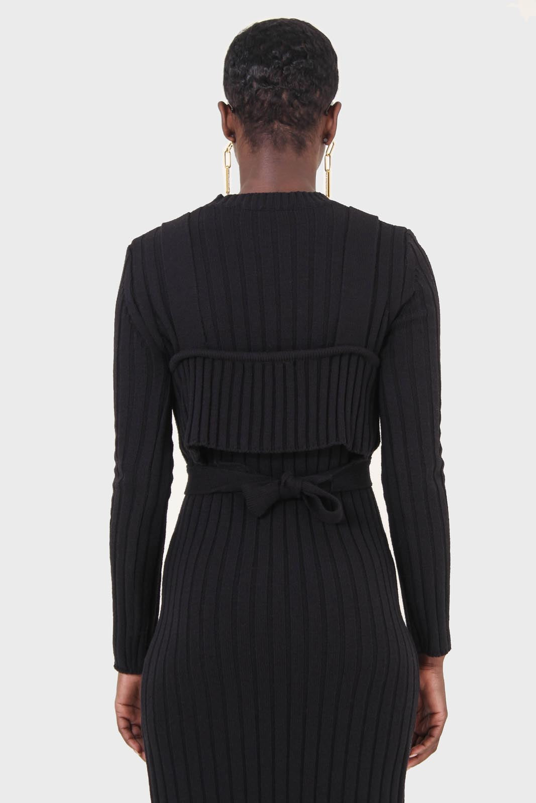 Black wool dress bustier set
