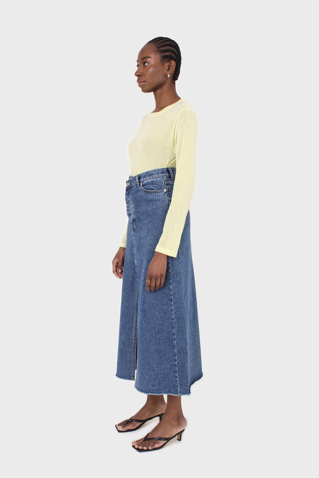 Pale yellow long sleeve jersey top