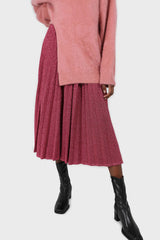 Hot pink glitter micro pleated maxi skirt