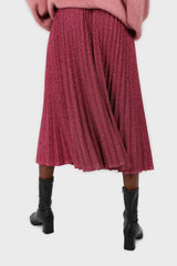Hot pink glitter micro pleated maxi skirt