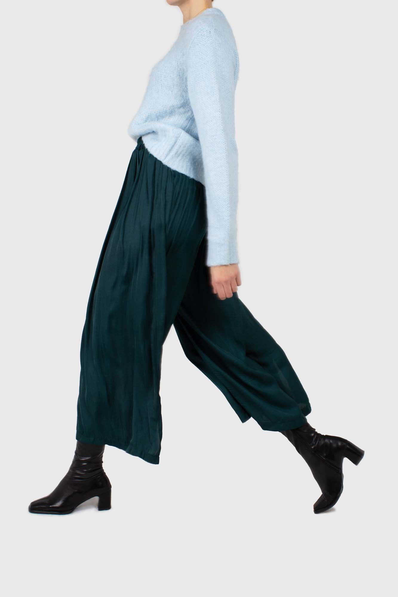 Pale blue brush textured crew neck jumper