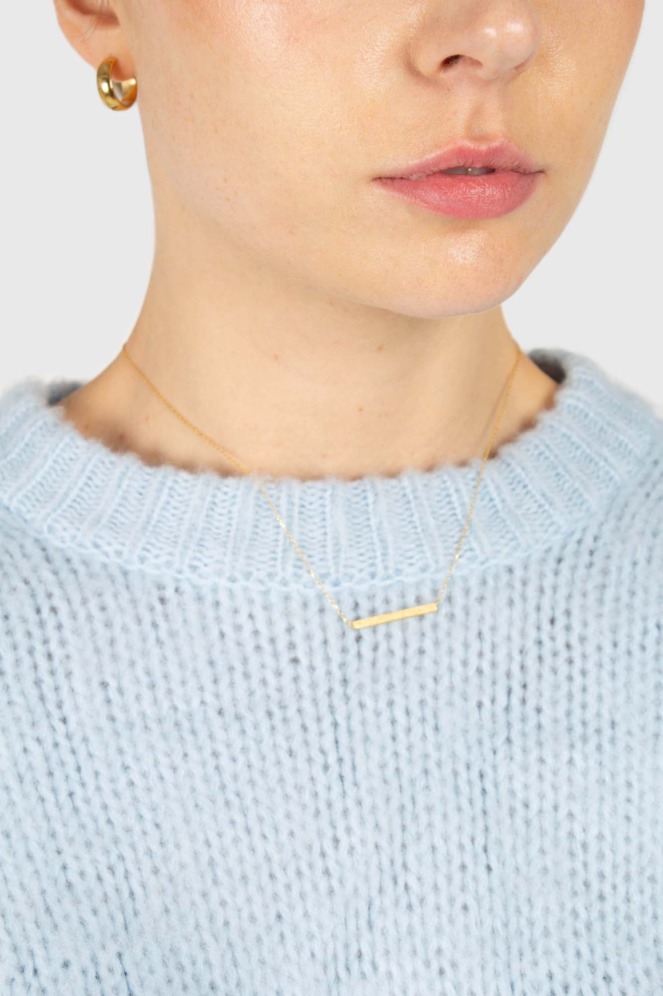 Pale blue brush textured crew neck jumper