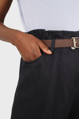 Navy boy fit belted trousers