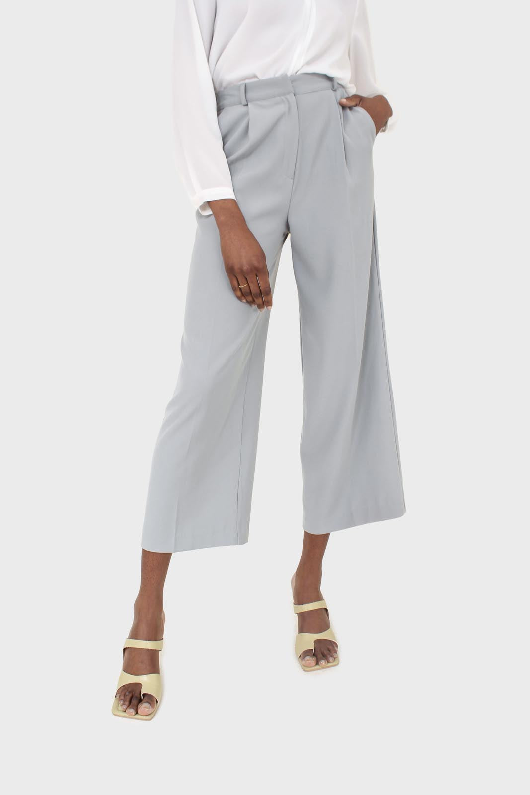 Mint green smart wide leg trousers