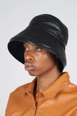 Black vinyl bucket hat