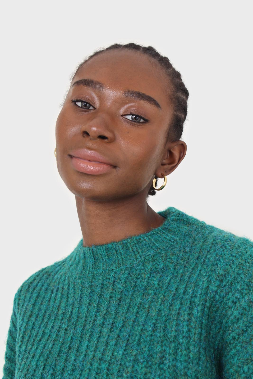 Green flecked chunky knit cropped jumper
