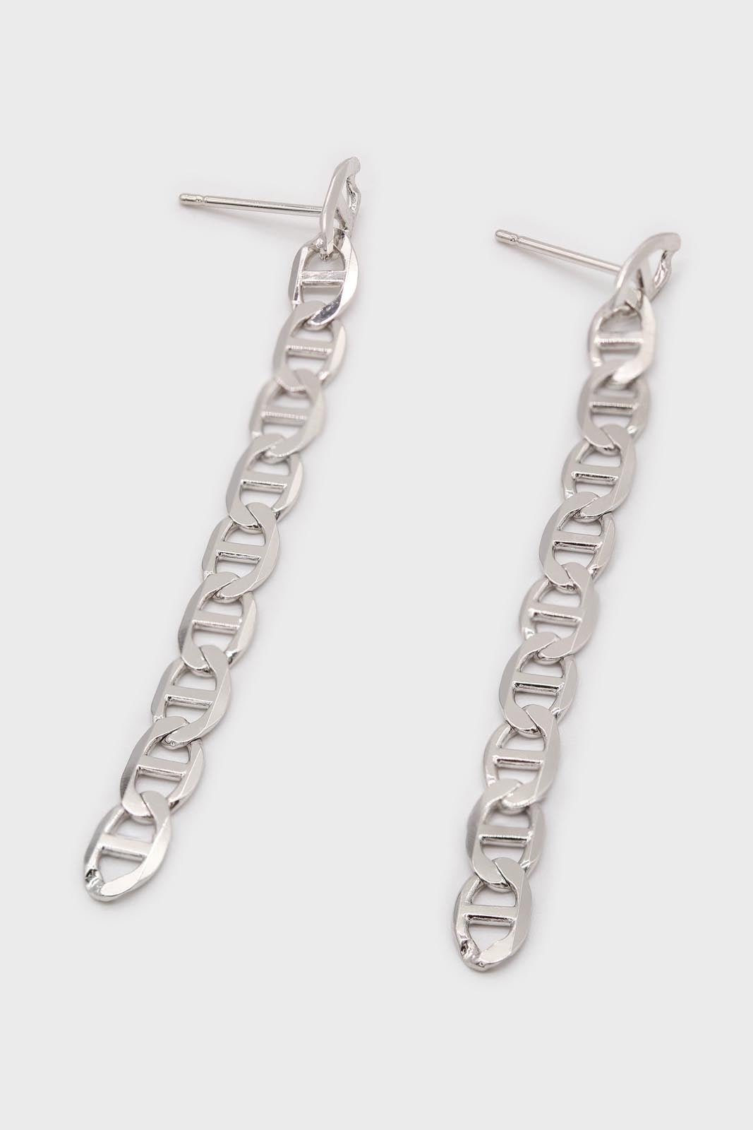 Silver figaro chain drop earrings