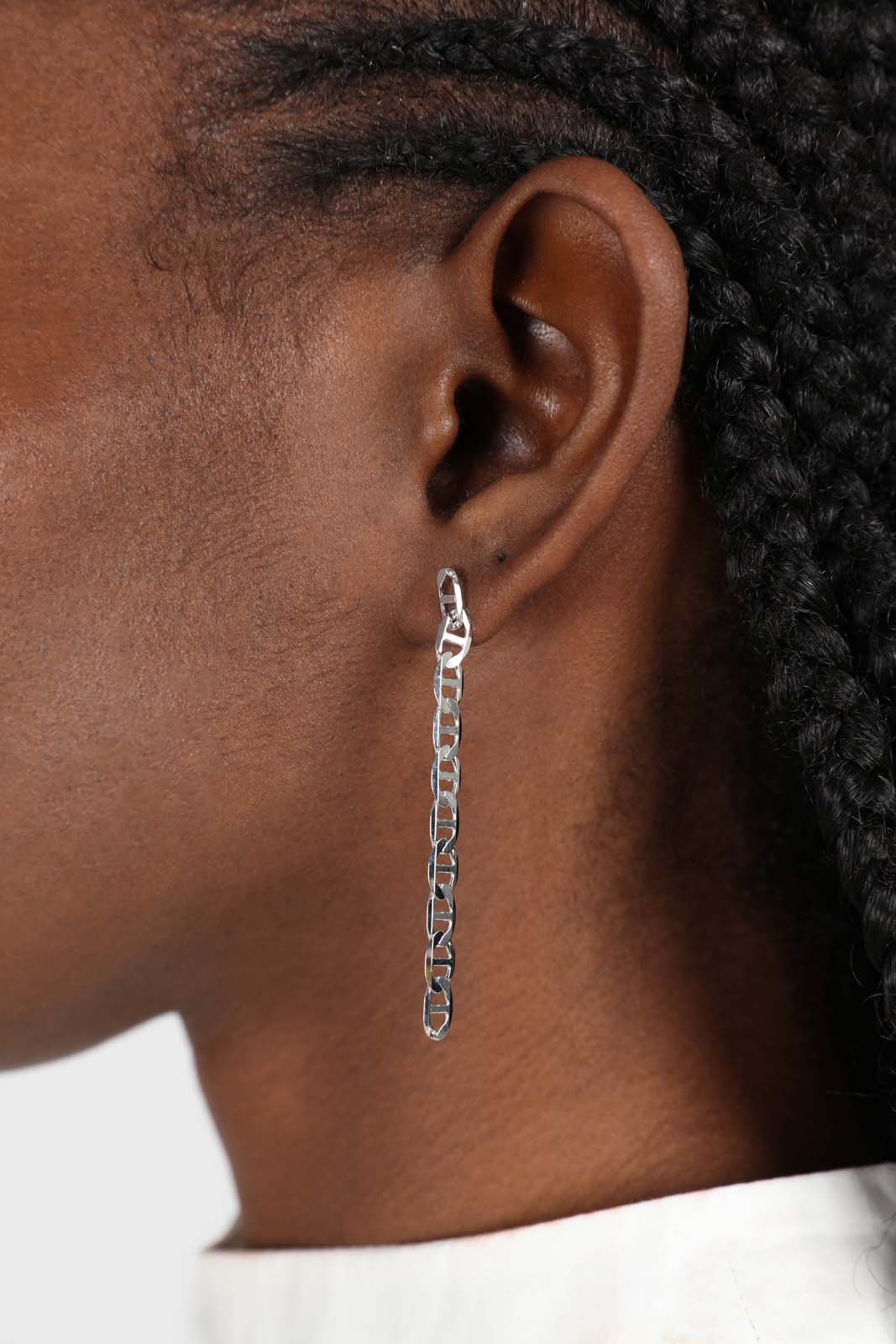 Silver figaro chain drop earrings
