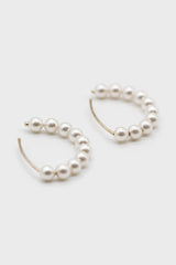 Silver pearl half hoop earrings