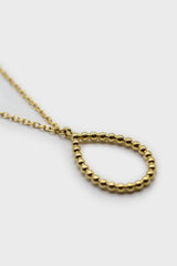 Charm necklace - Gold pinched oval bead pendant