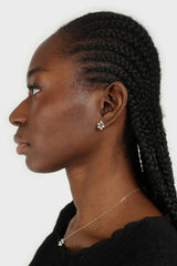 Silver pearl flower earrings