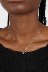 Charm necklace - Silver pearl flower
