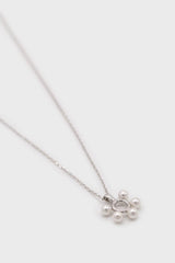 Charm necklace - Silver pearl flower