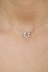 Charm necklace - Silver pearl flower