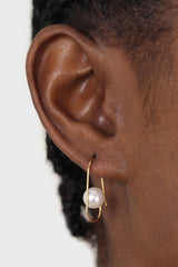 Gold paper clip pearl earrings
