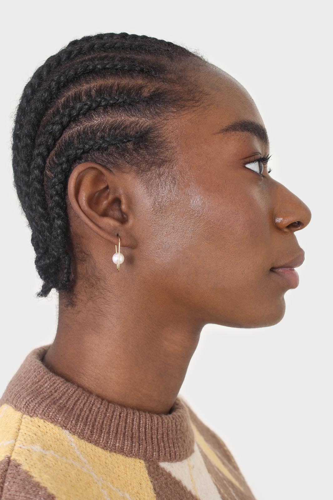 Gold paper clip pearl earrings