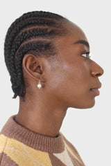 Gold paper clip pearl earrings