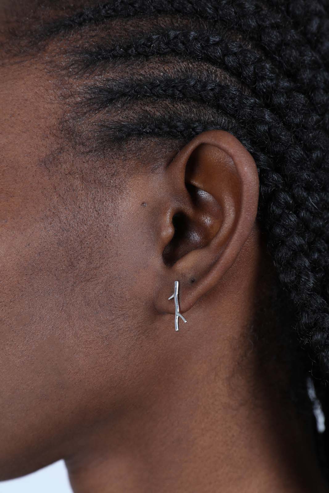 Silver twig earrings