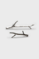 Silver twig earrings