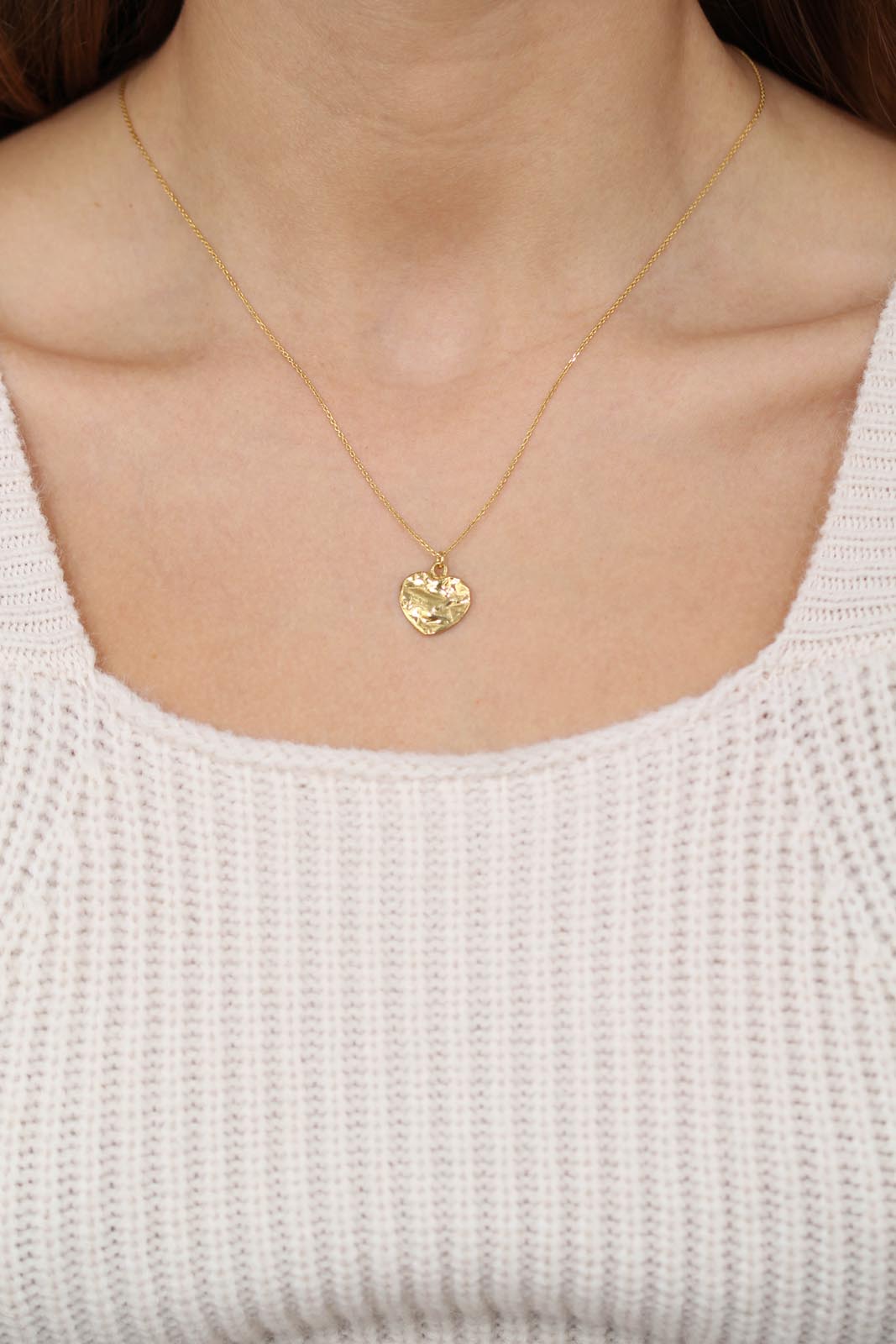 Charm necklace - Gold heart pendant / 50cm