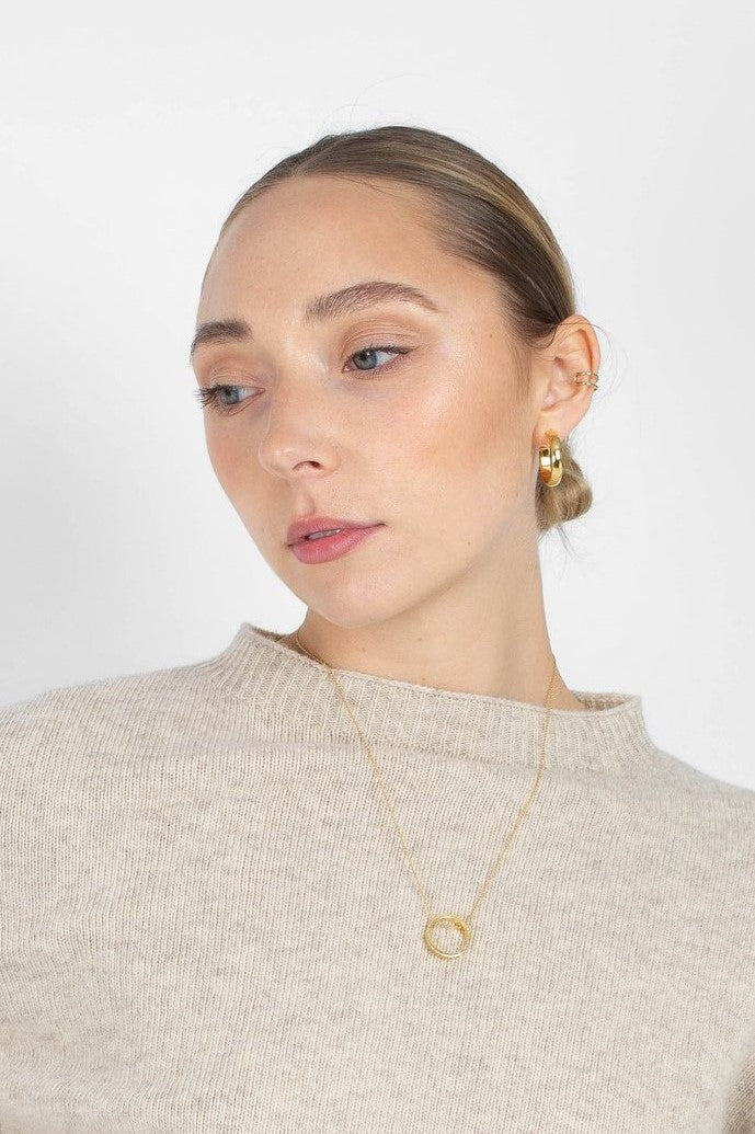 Charm necklace - Gold ring pendant / 50cm