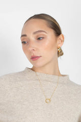 Charm necklace - Gold ring pendant / 50cm