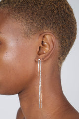 Silver multi strand long drop earrings