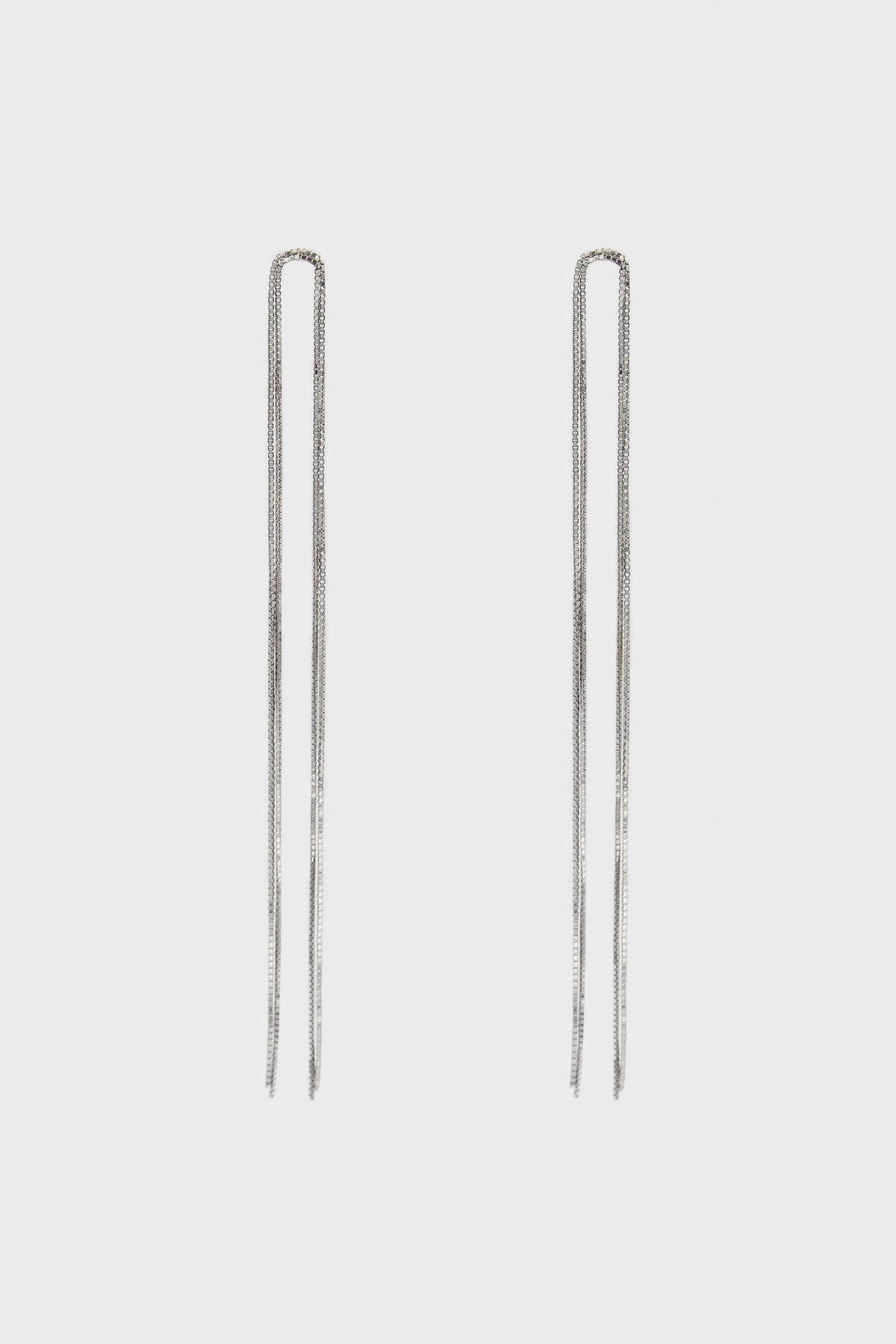 Silver multi strand long drop earrings