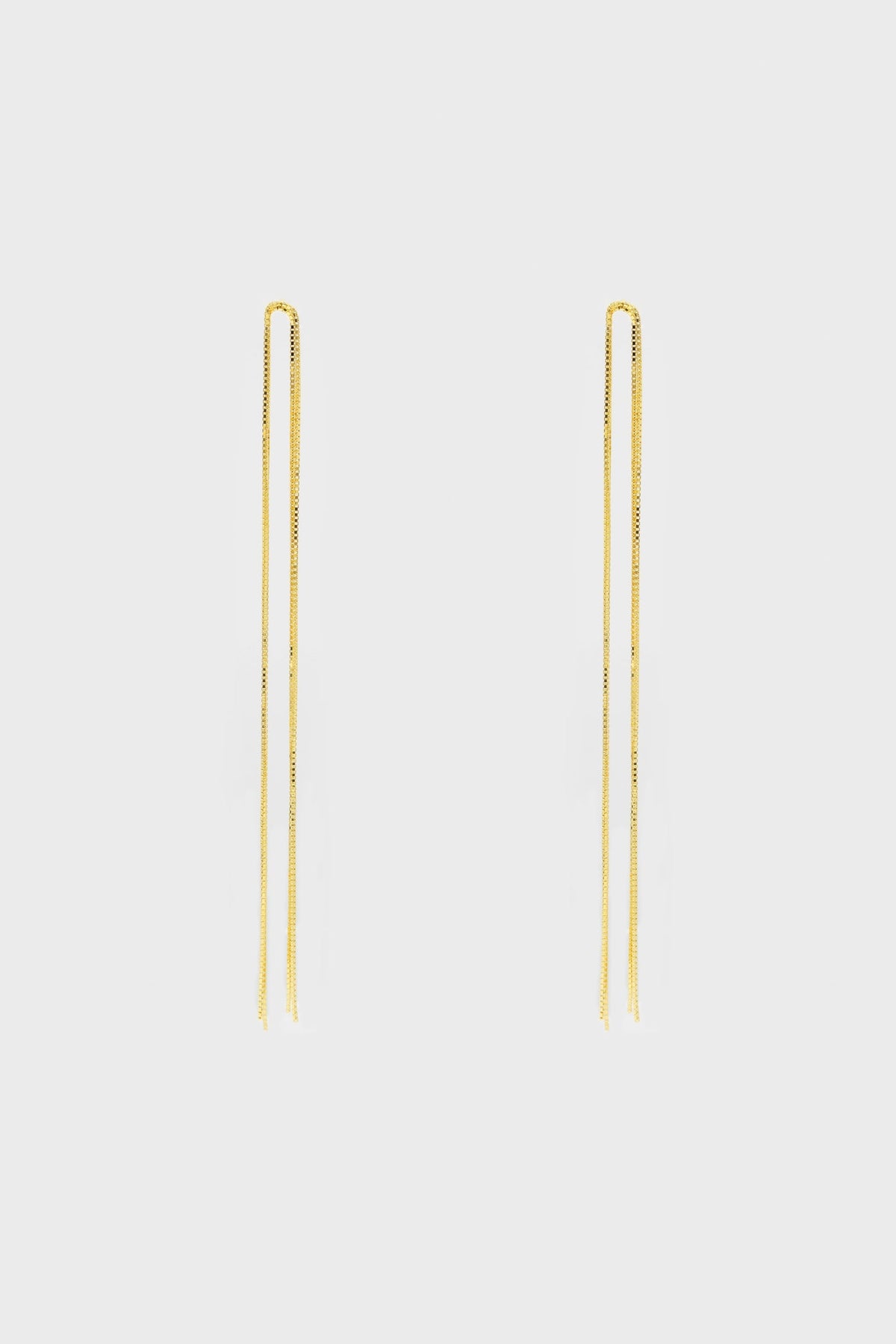 Gold multi strand long drop earrings
