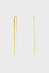 Gold multi strand long drop earrings