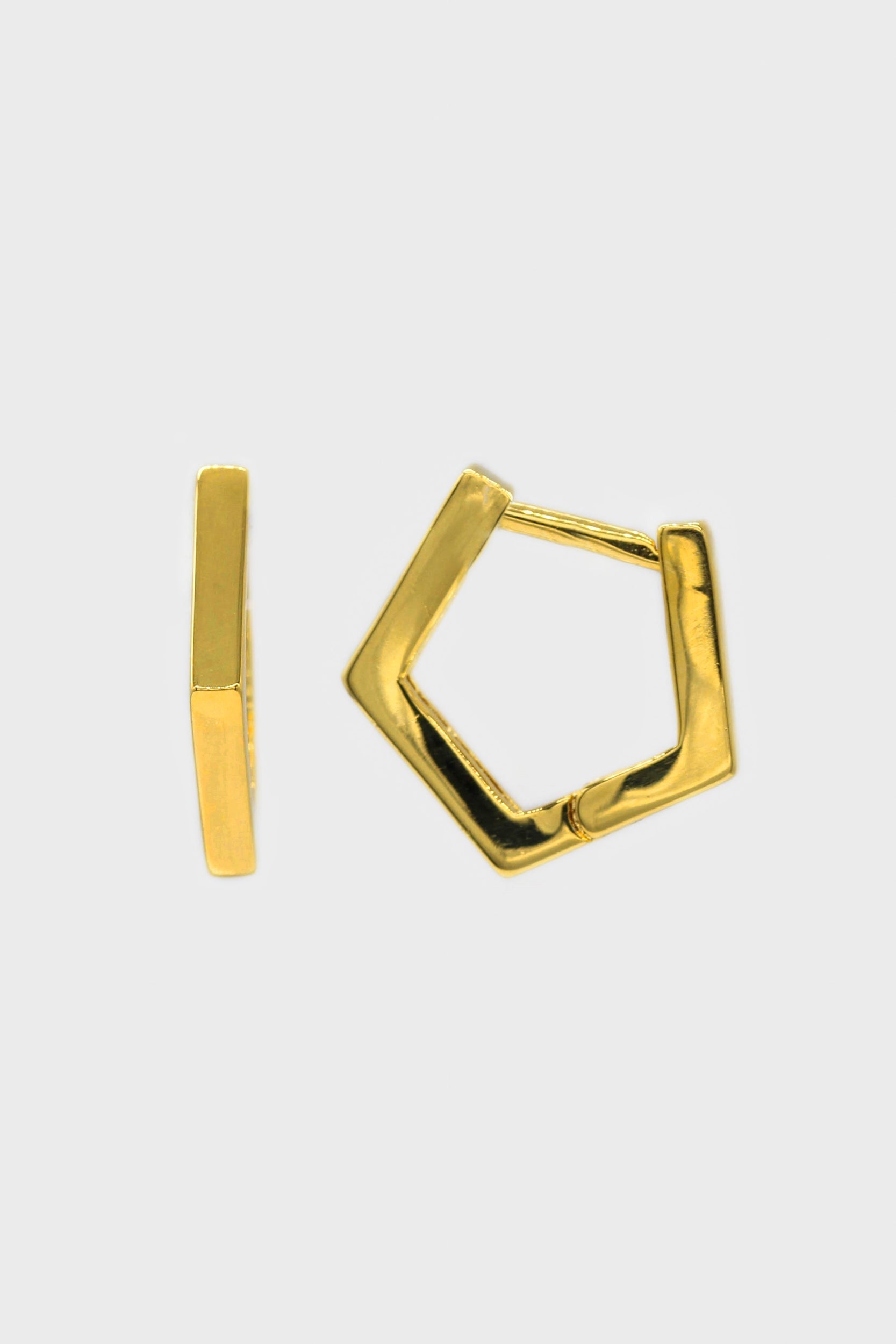 Gold small hexagon hoop earrings