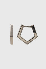 Silver small hexagon hoop earrings