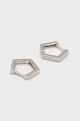 Silver small hexagon hoop earrings