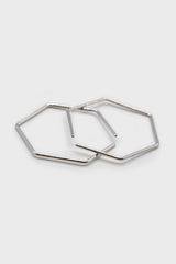 Silver large hexagon earrings