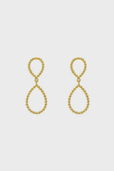 Gold pinched oval bead drop earrings