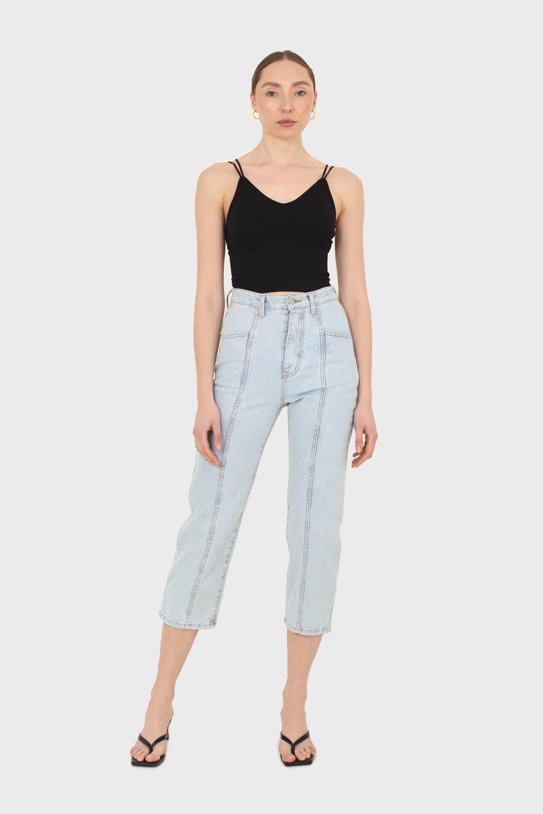 Light blue loose fit panel jeans
