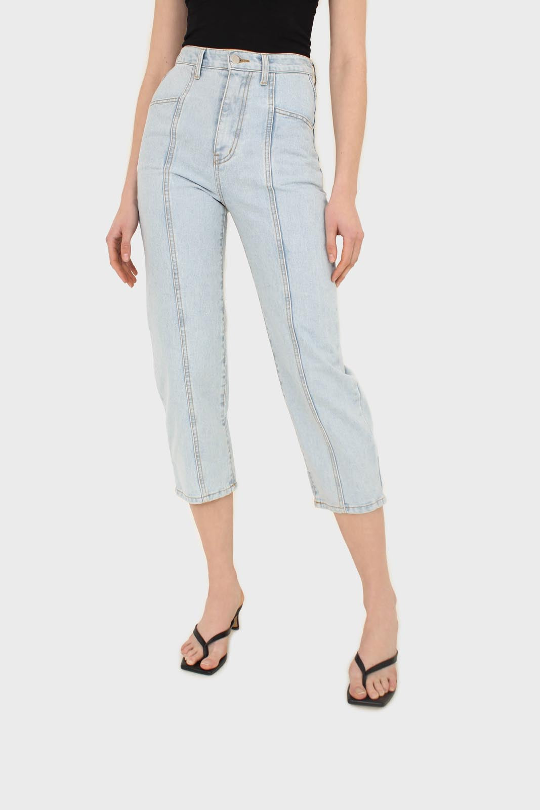 Light blue loose fit panel jeans