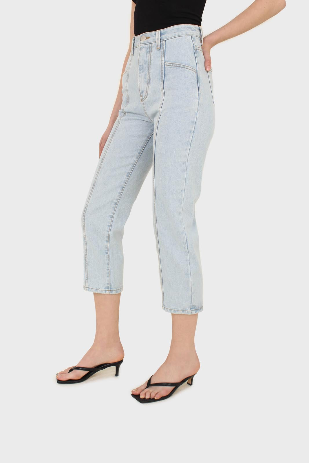 Light blue loose fit panel jeans