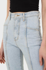 Light blue loose fit panel jeans