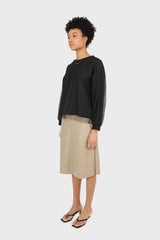 Black organza trim long sleeve sweatshirt