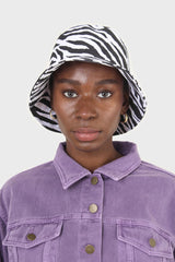 Ivory and black zebra print bucket hat