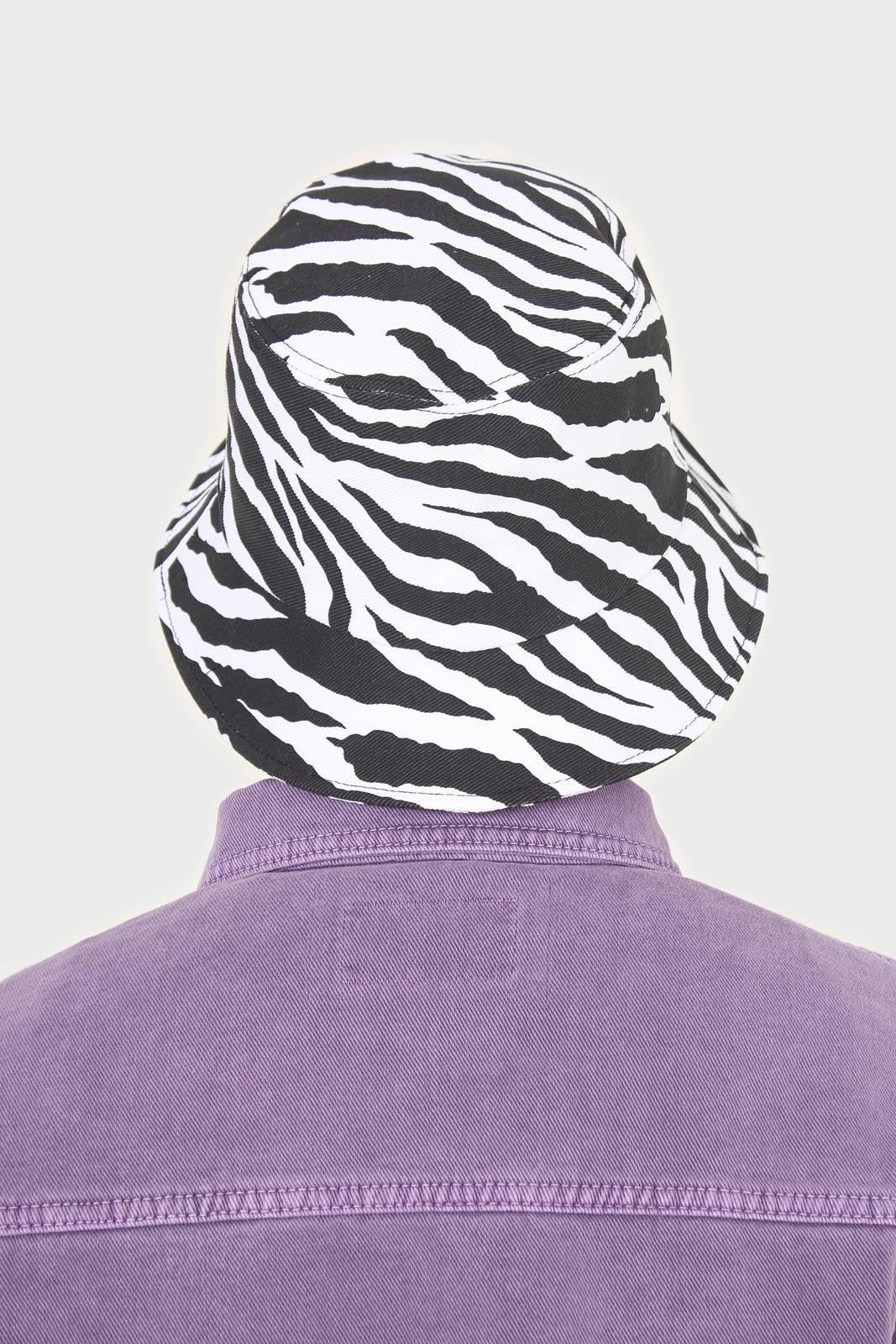 Ivory and black zebra print bucket hat