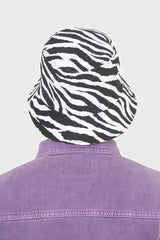 Ivory and black zebra print bucket hat