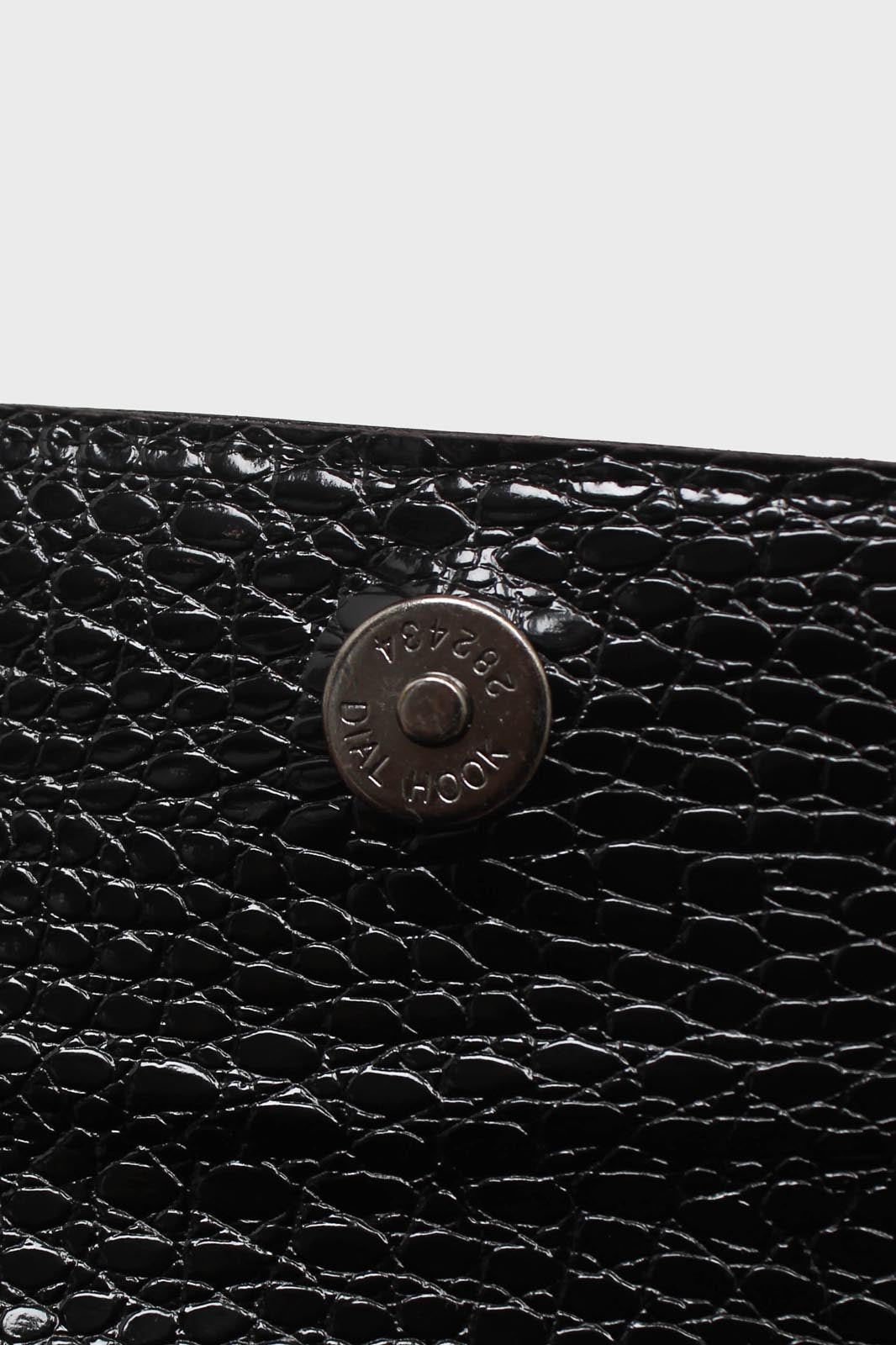 Black croc skin rectangle thick chain handbag