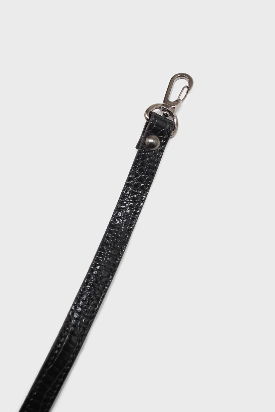 Black croc skin rectangle thick chain handbag
