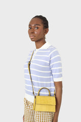 Yellow croc skin rectangle thick chain handbag