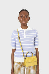 Yellow croc skin rectangle thick chain handbag