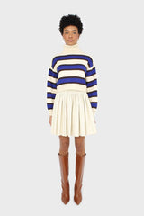 Ivory vegan leather micro pleat mini skirt