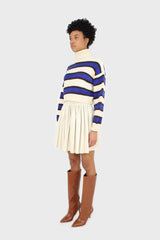 Ivory vegan leather micro pleat mini skirt