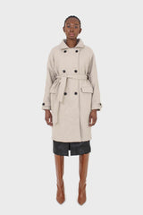 Oatmeal double breasted long coat